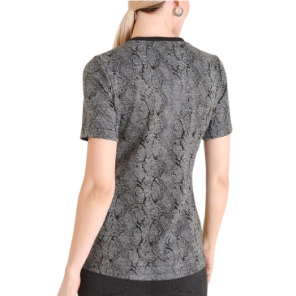 CHICO’S Snake-Print Jacquard Gray Black Tee Top $59.50 NWT 0 - Picture 8 of 10